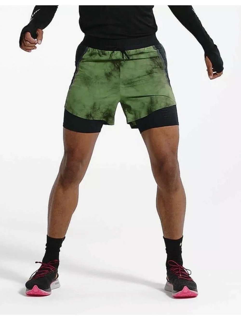 RARE Nike Tech Pack 2-in-1 Running Shorts | BV5687-010 | Green & Black | Vintage